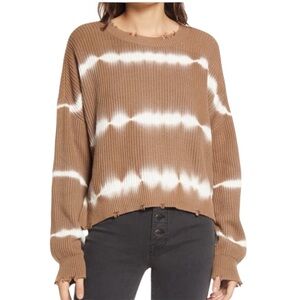 PISTOLA Eva tan & is White Cropped Distressed Sweater SZ L NEW